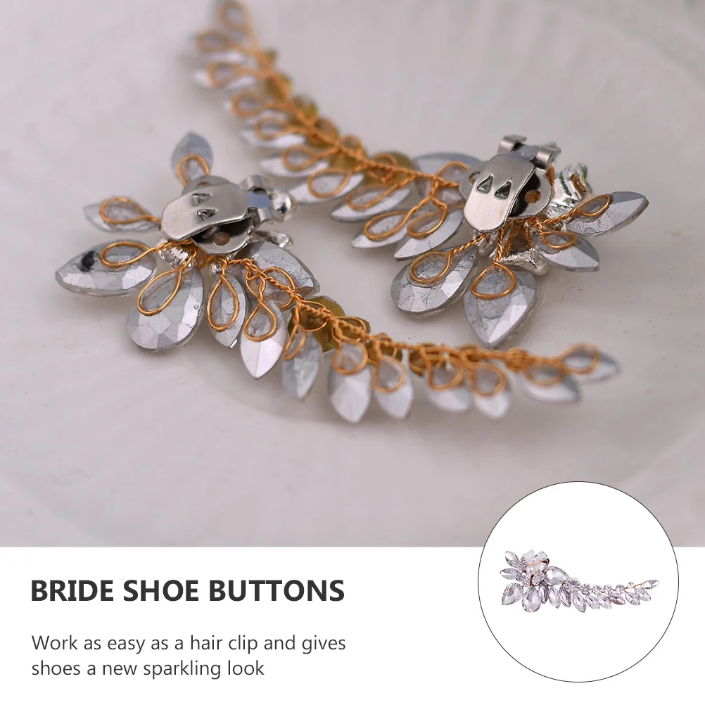 1Pair Shoe Flower Decoration Removable Pearl Rhinestone Buckles DIY Wedding Party Bride Shoes Ornaments Lightweight Detachable
