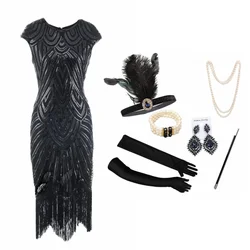 Vintage 1920s Sequin Fringe Charleston Dress Great Gatsby Sexy Women Evening Party Shining Bling Bling Tassel Dress New
