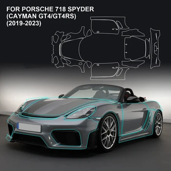 Kungporsche PPF Porsche 718 Spyder Cayman GT4 GT4RS 2019-2023 pre cut paint protection film clear kit bra 8.5mil invisible TPU