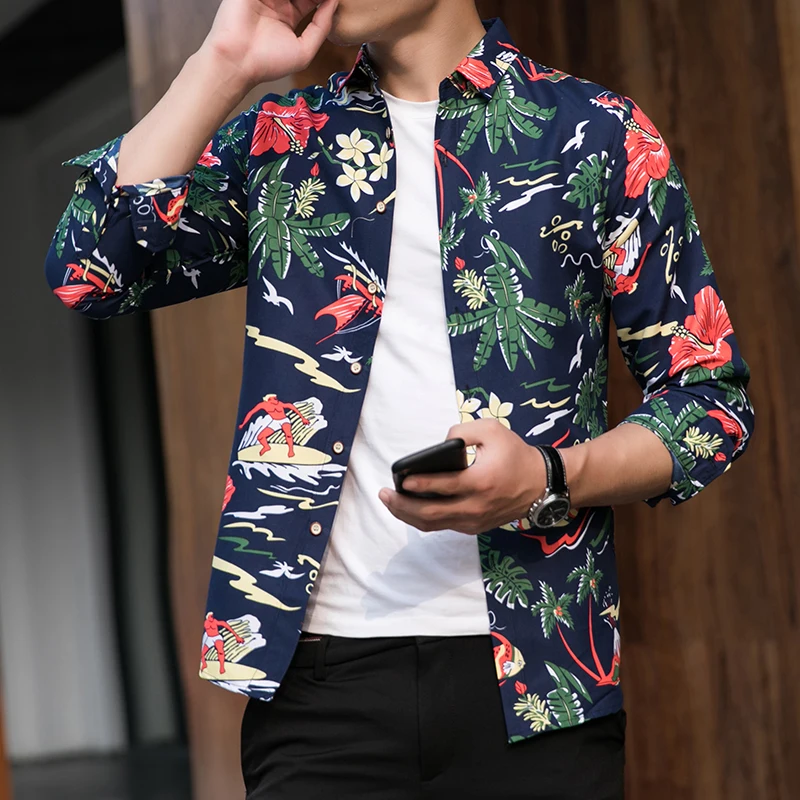 Men's Fashion 2022 Autumn Spring Clothes Shirt Long Sleeves Plus Size 5XL 6XL 7XL Hawaiian Beach Casual Floral Shirt For Man