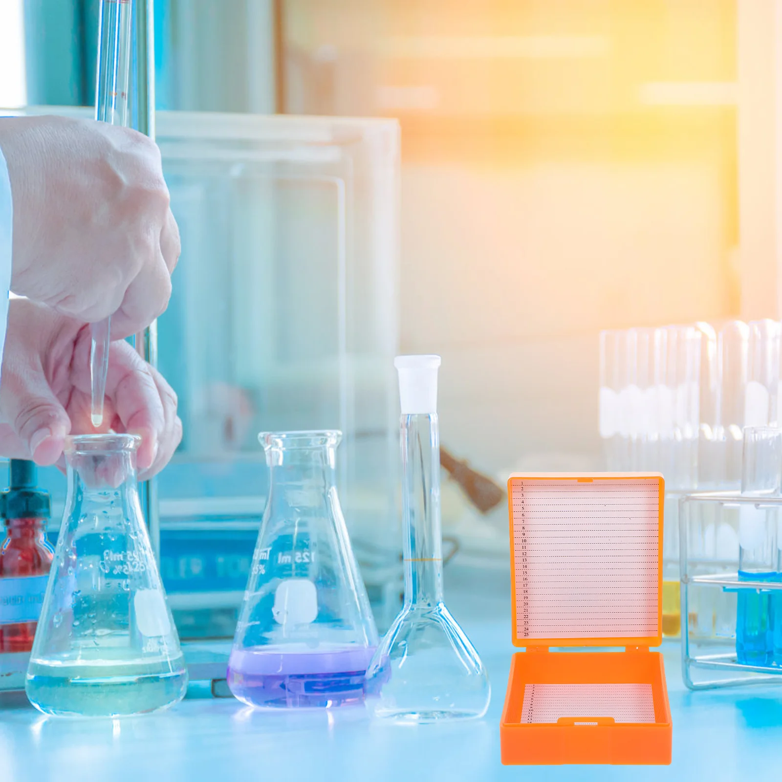 Microscope Slide Storage Box Lightweight Glass Holder Compact Design Slide Organizer for Medical Laboratory Scientific Research