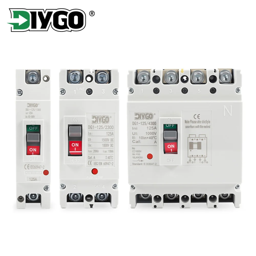 

DC Solar Molded Case Circuit Breaker MCCB Overload Protection Switch Protector for Solar Photovoltaic PV 1P 2P 4P DC 500V 1000V