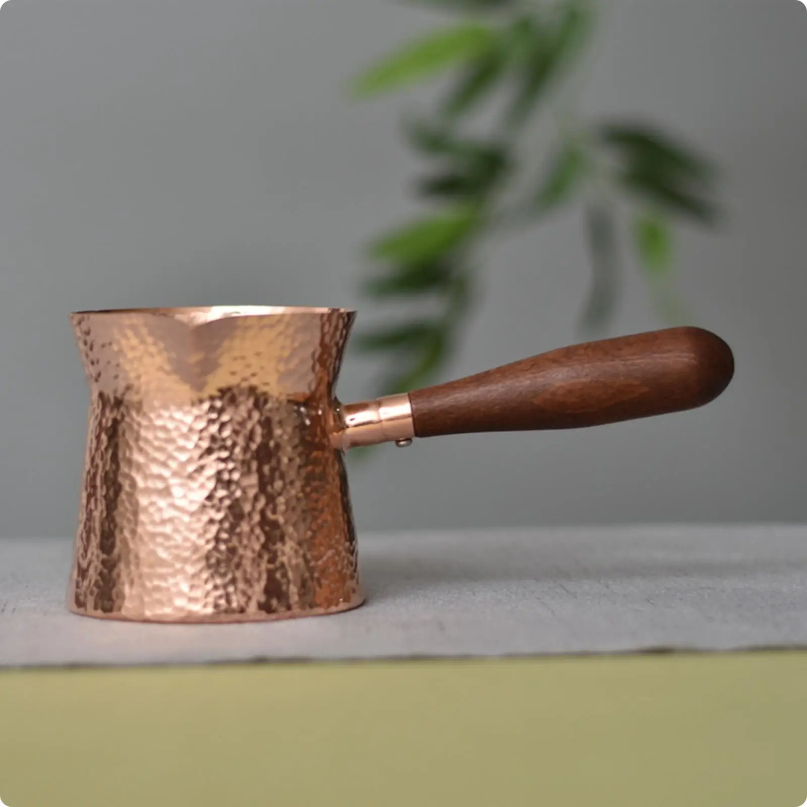 Copper Beverage Pitcher Wooden Handle Handmade Copper Pitcher Tapered Spout