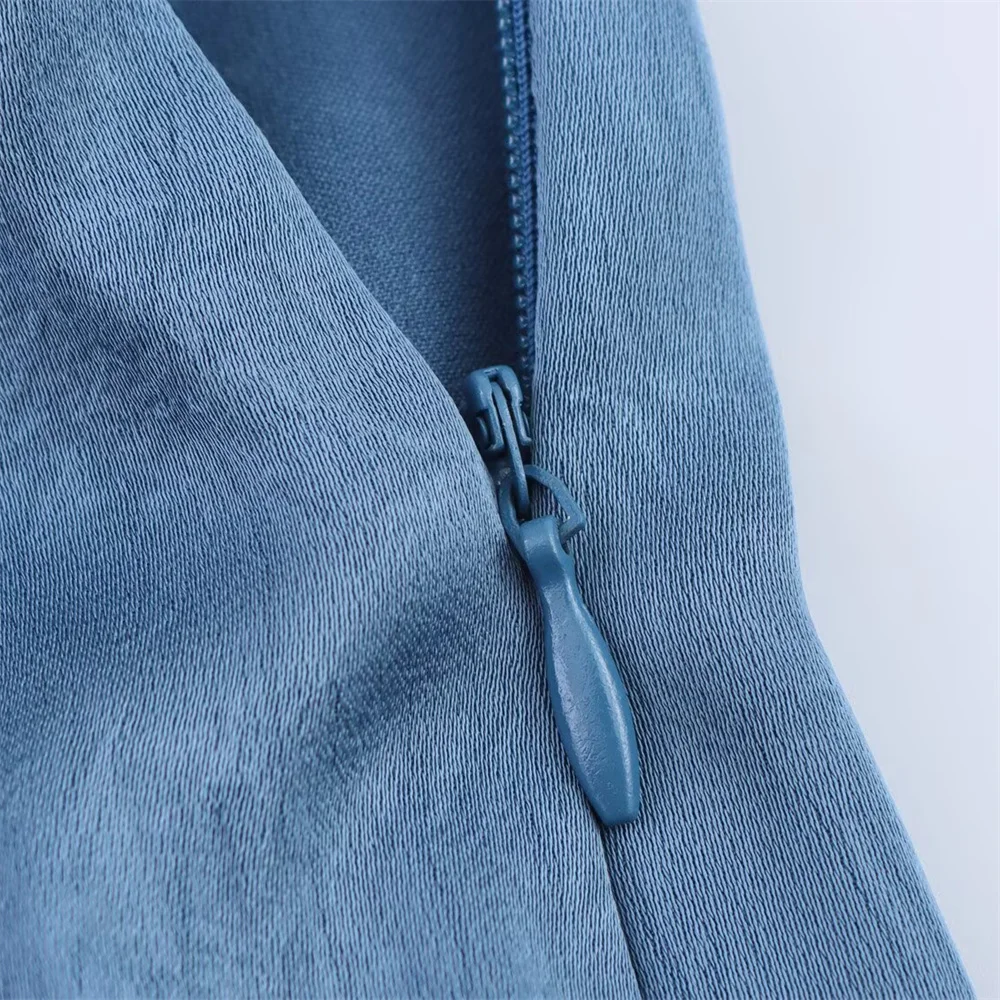 2025 nuevo diseño elegante e informal para mujer con vestido de flauta con tirantes bordados y cuello en V de estilo europeo y americano