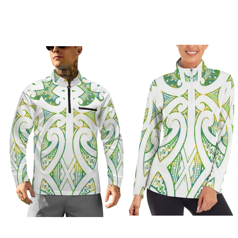 Long-Sleeved Sportswear For Autumn And Winter Sportswear For Couples Polynesian Style Prints Customizable Patterns
