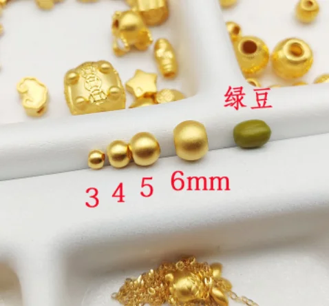 24k pure gold beads 999 real gold jewelry parts gold loose beads matt surface beads 3mm - 6mm