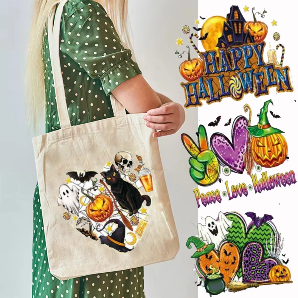 Funny Trick or Treat Bag Halloween Tote Bags Cute Pumpkin Womens Handbag Canvas Tote Women's Elegant Bag Halloween Shopping Bags