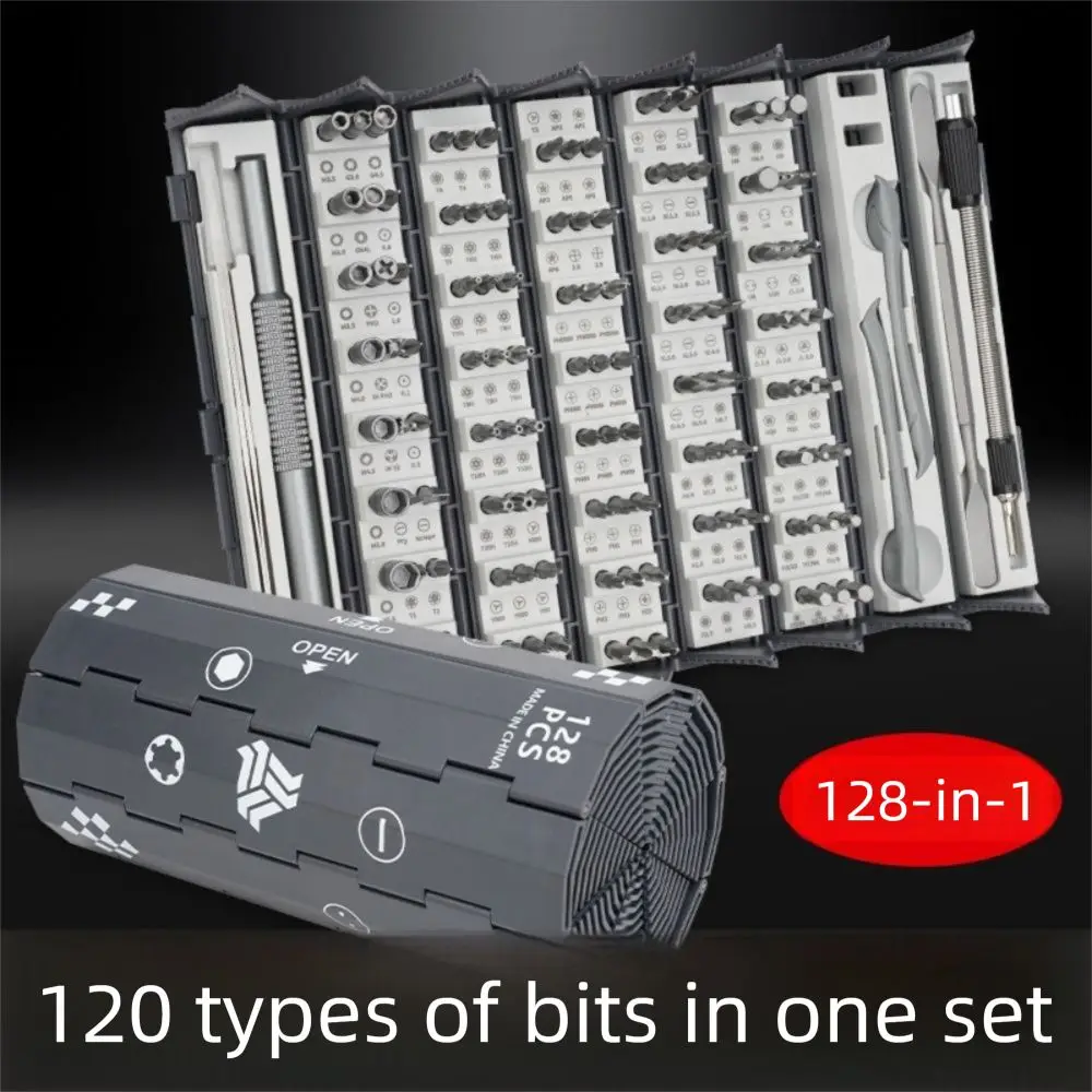 

Hexagonal Shaped 128-Piece Screwdriver Set Durable Design Magnetic Bits Precision Screwdriver Set Phillips Torx Portable Case