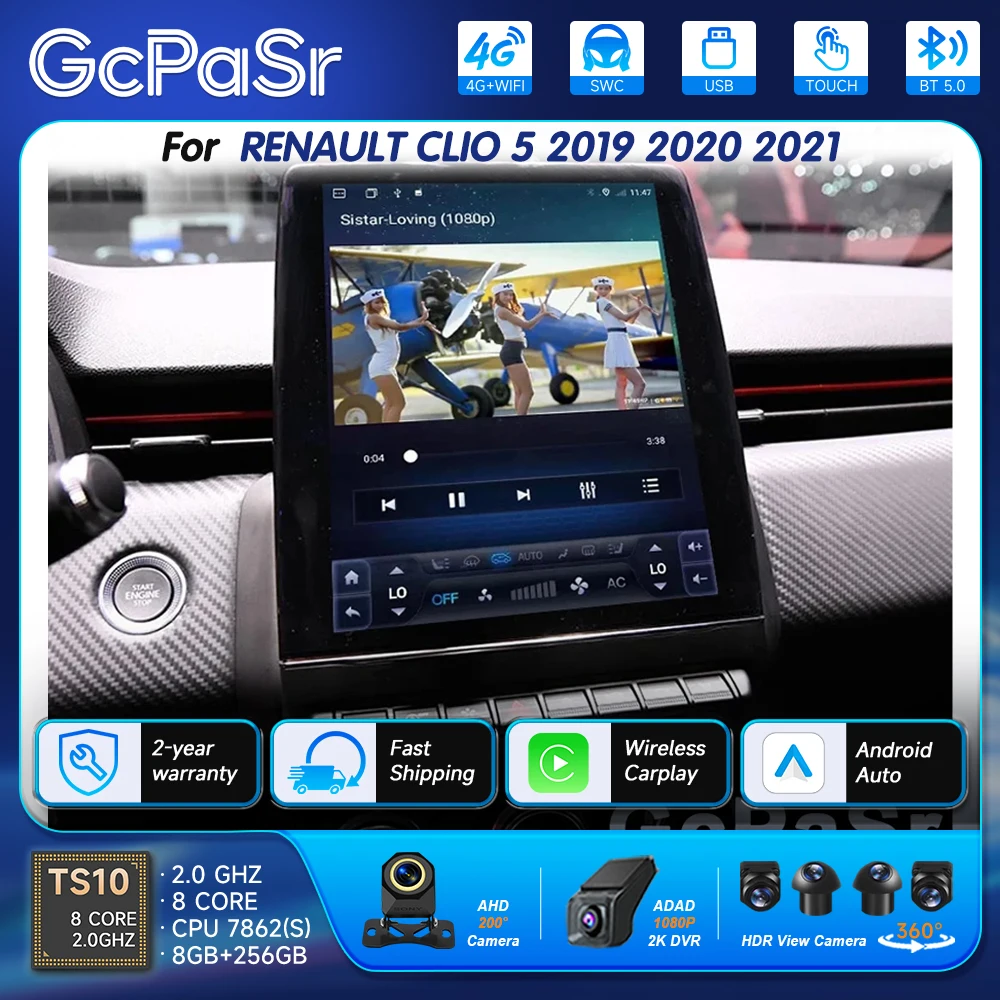 Android 16 For RENAULT CLIO 5 2019 2020 2021 Style Tesla 9.7 inch Navigation Car Radio Multimedia Player GPS 5G Wifi NO 2DIN DVD