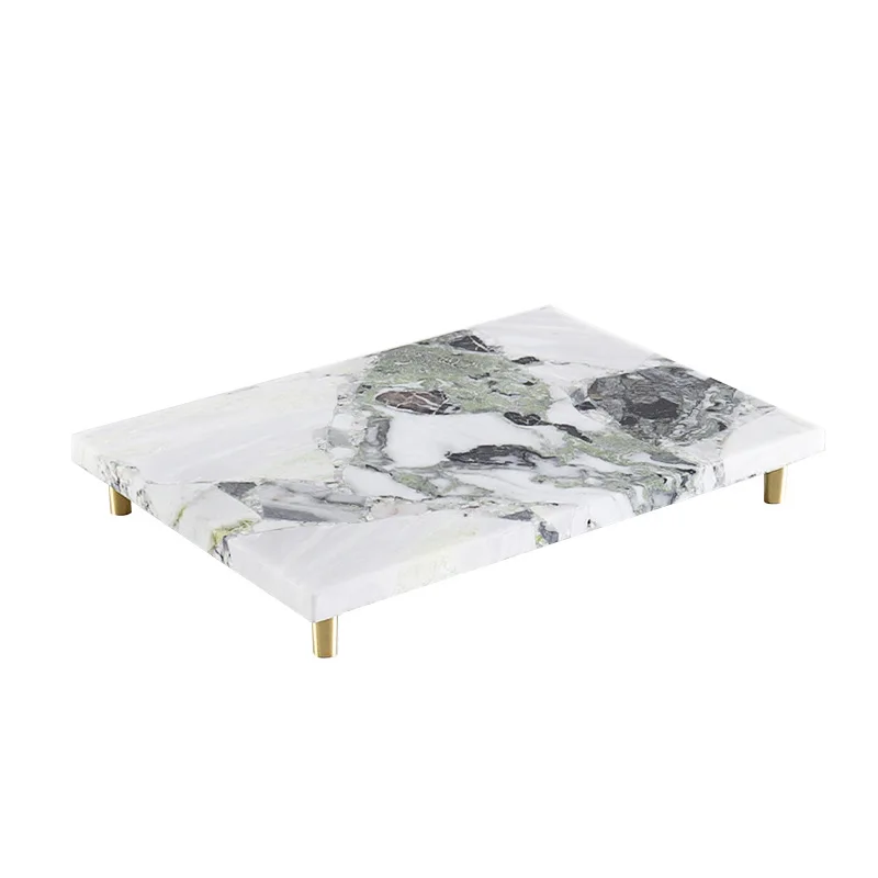 Furniture showroom modern living room coffee table dining room cold jade marble rectangular storage tray ornaments