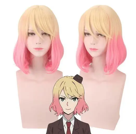 

Anime Angels of Death Catherine Ward Cosplay Wig Women's Lolita Hair Yellow Pink Gradual Short Wigs