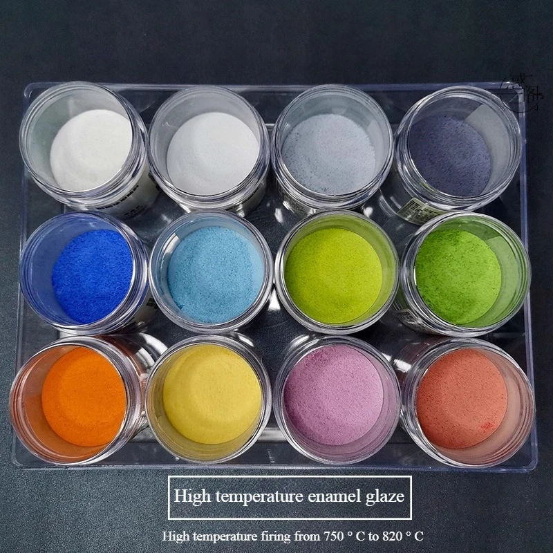12 Colors 30g High Temperature Enamel Glaze Powder DIY Jewelry Coloring Pigment for Pendant Ring Silver Blank Craft Making