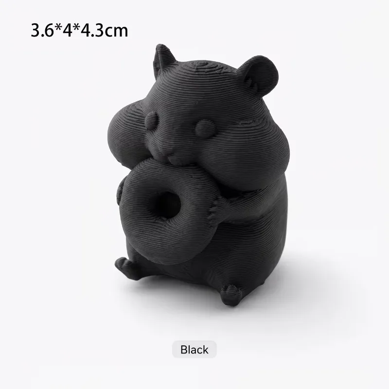 Cute Chubby Hamster Holding Donut 3D Printed Figurine Monitor Decor Small Animal Ornament Lovely Desktop Decoration