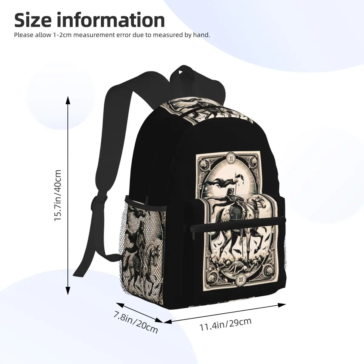 Death Tarot Card Halloween Skull Reaper Student Backpack School Bag Hiking Travel Daypack for Men Women Bookbag Shoulder Bags