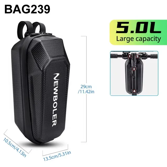 NEWBOLER 5L Elektroroller-Fronttasche mit Passwortschloss, große Kapazität, Elektroroller-Tasche, Aufbewahrung im Freien für Xiaomi Scooter
