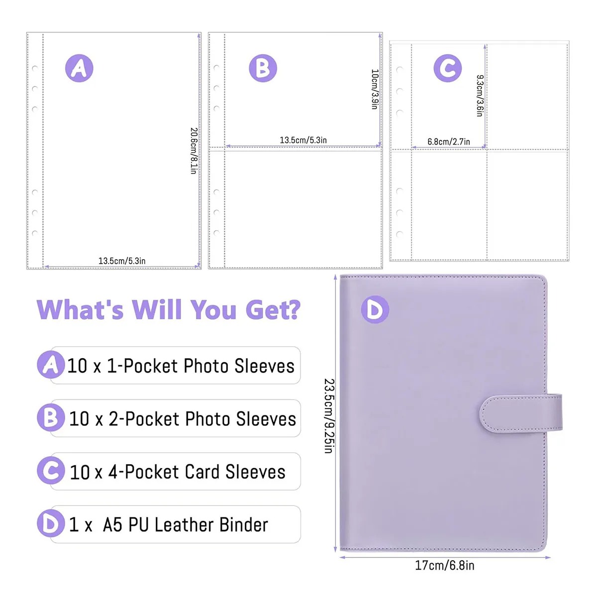 A5 6 Ring Kpop Photocard Binder Card Collector with 1-Pocket 2-Pocket 4-Pocket Card Pages Photocard Holder Photo Album Sleeve