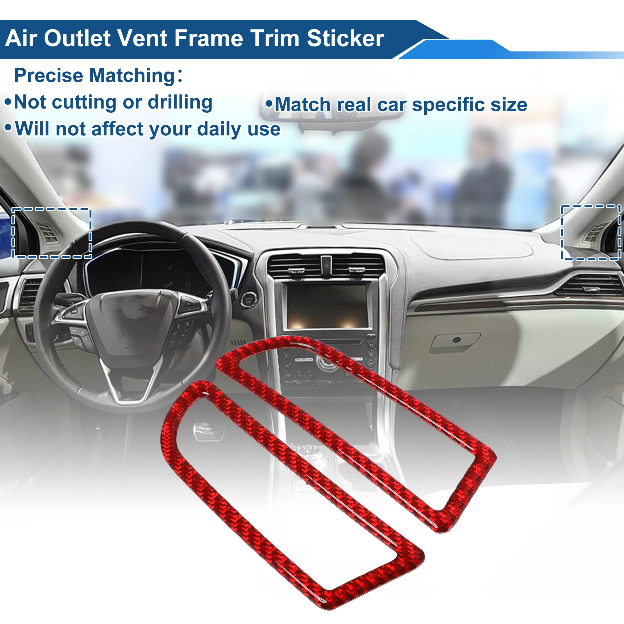 UXCELL Air Condition Outlet Vent Trim Cover Frame for Ford Fusion A Pillar Red