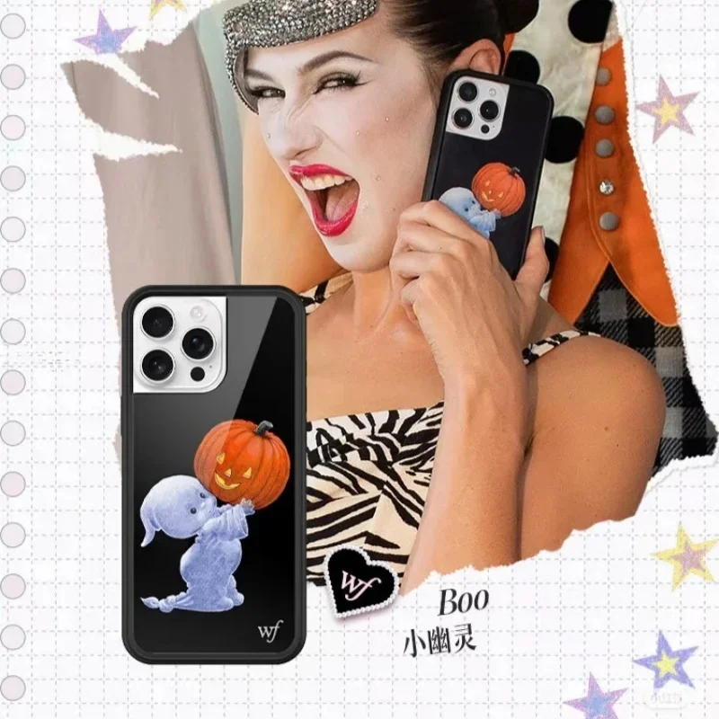 

Luxury Halloween gift Cute Little ghost jack-o-lantern Wildflower Phone Case For iPhone 15 17 14 13 12 16 Pro Max Plus wf Cover