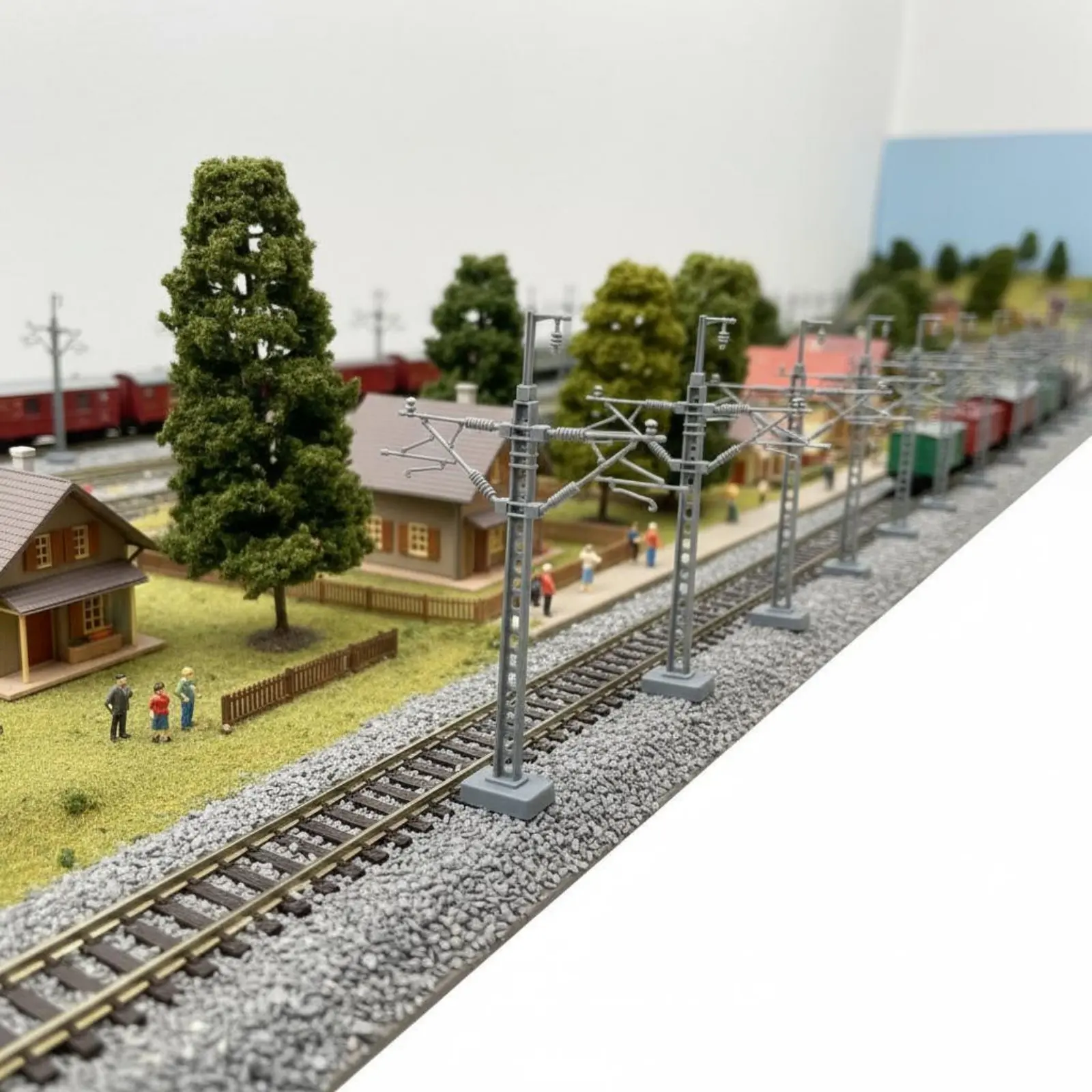 

Набор из 12 деталей: реалистичные и детализированные опоры для электрической сети железной дороги, аксессуары для оформления железнодорожного макета, высокодетализированные элементы для хобби