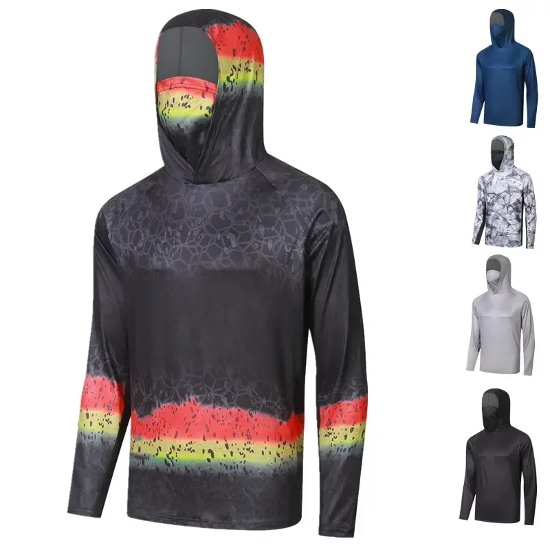 Fishing Shirts Face Mask Hoodie Long Sleeve Performance Sweatshirt Uv Protection Breathable Men Fishing Clothing Pesca