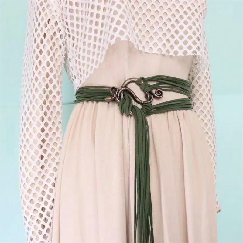 1 Piece of Oversized Rope Loop Knot Belt with Snake Head Buckle, Suitable for Women, Nordic Witch Waist Chain, Troll Cross-Body