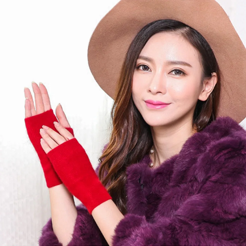 Protable Wool Mink Cashmere Gloves Exposed Finger Fingerless Knitted Wool Glove Thick Warm Warm Gloves Autumn