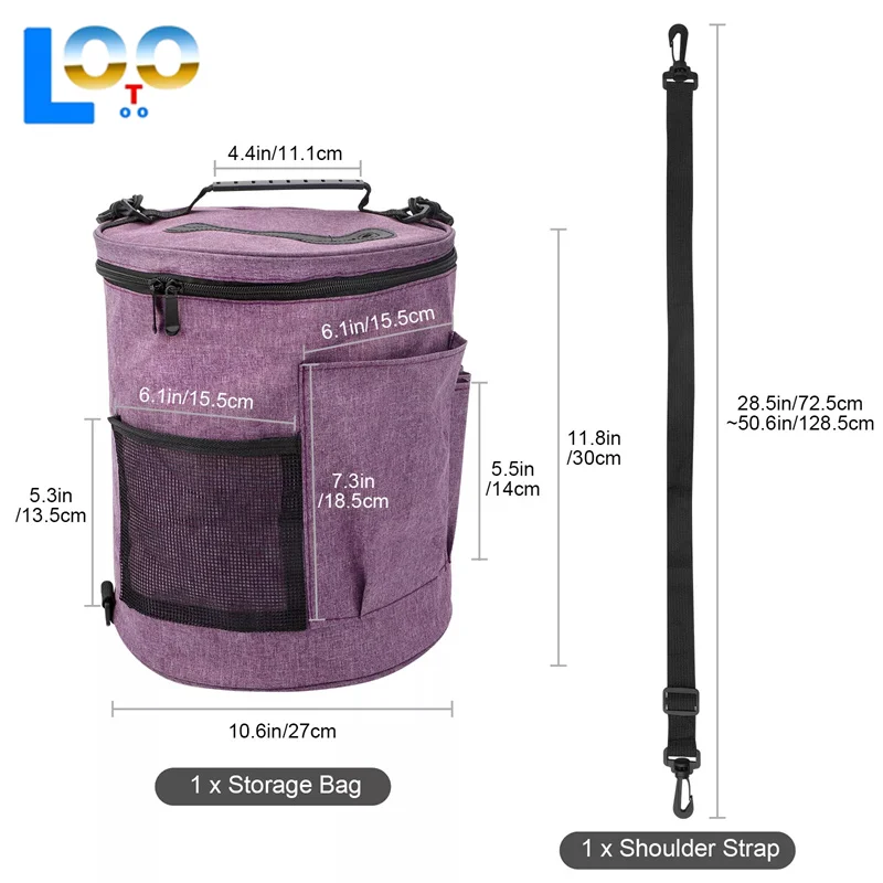 الحياكة أداة حقيبة التخزين الغزل الكروشيه المنظم حمل حقيبة سعة كبيرة المحمولة مع الجبهة الغزل الإبر السنانير الجيب