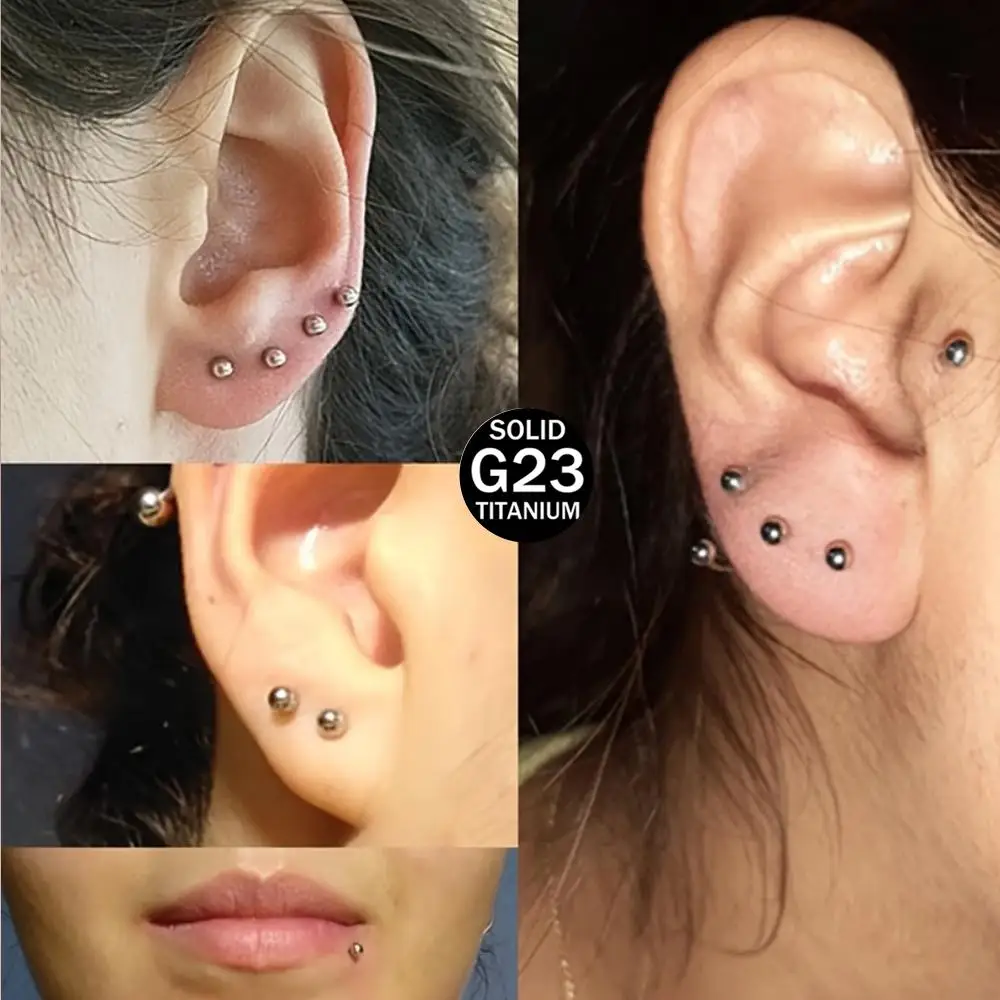 10PCS G23 Titanium Piercing Labret Lip Stud Eyebrow C Rod For Fashion Earrings Nose Ring Body Jewelry Internal/External Thread