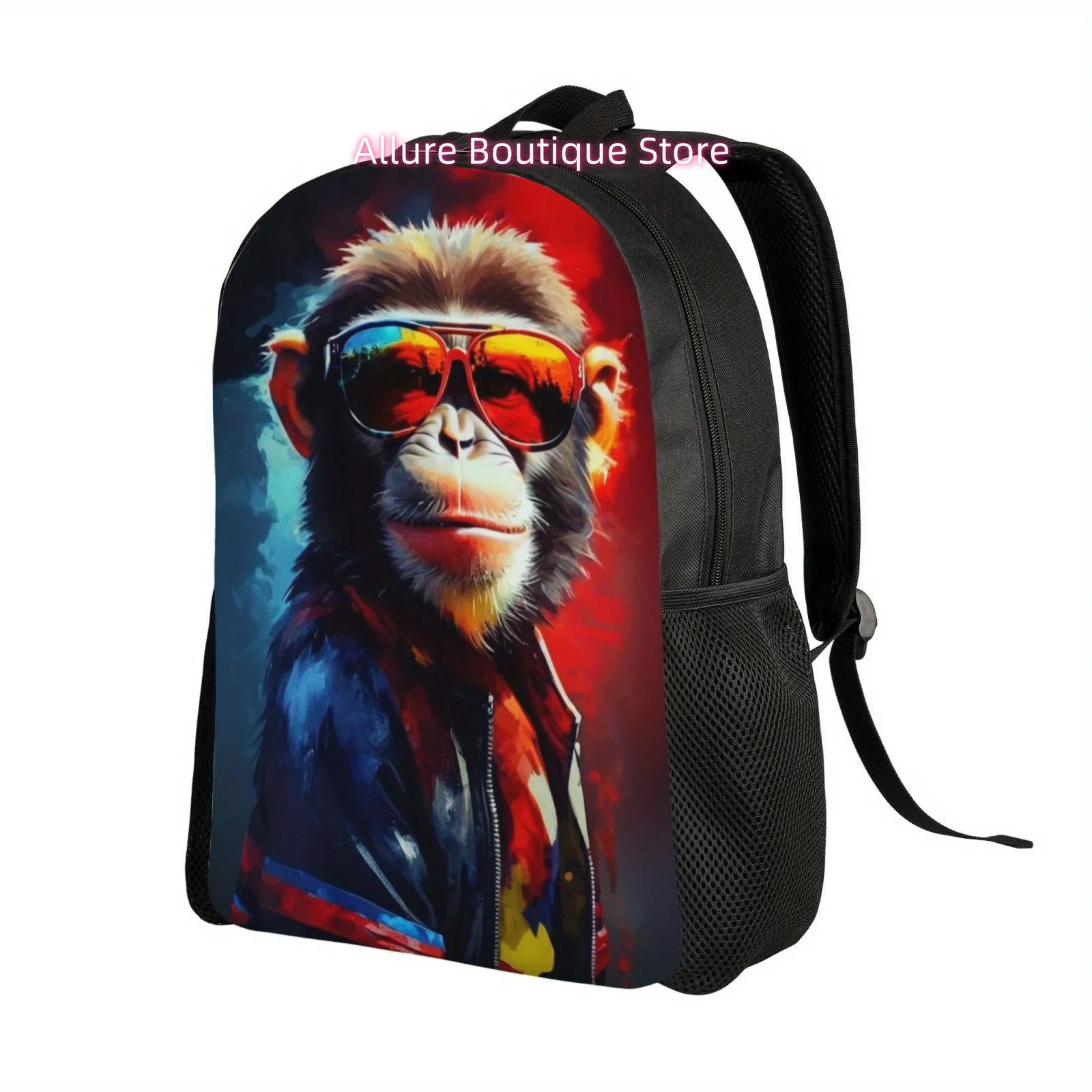 Funny Monkey Print Backpack For Men And Women Teens, Laptop Tablet Travel Shoulder Bag, Leisure Backpack
