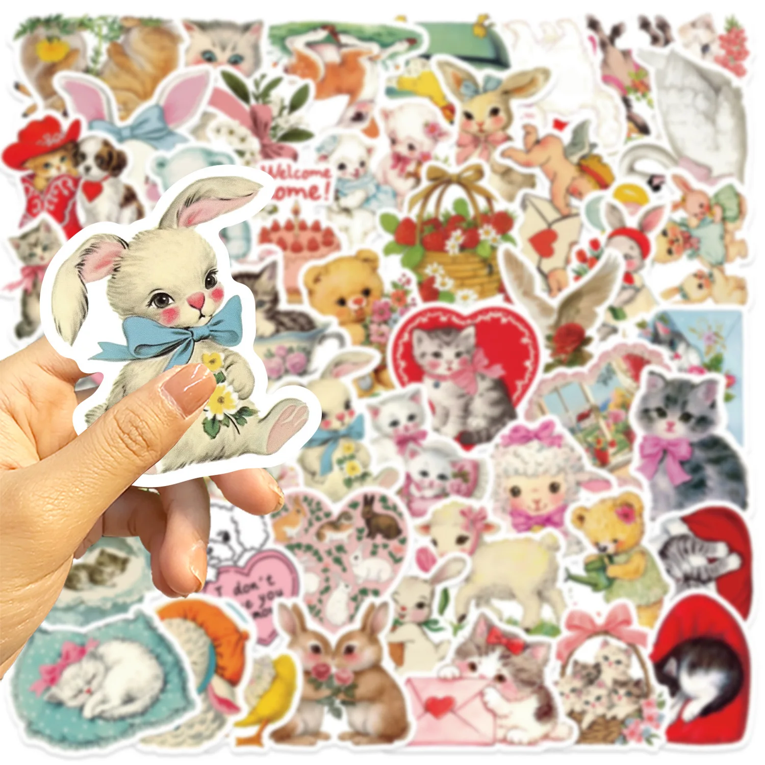 10/50 stuks Vintage Roze Beer Meisjes Dieren Stickers Kawaii Esthetische Decals Decoratie DIY Notebook Fiets Telefoon Koffer Sticker