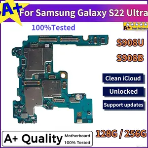 Bilashmart Working Unlock Mainbaord Samsung Galaxy S22 Ultra S908B 128G 256G S908U With Chips Motherboard Android OS Logic Baords