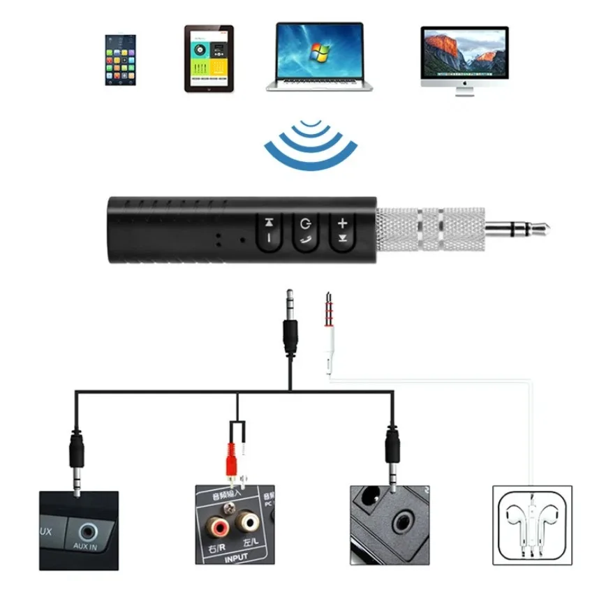 Drahtloser Bluetooth-Empfänger, 3,5 mm Klinke, AUX auf kabelloser Musik-Stereo-Adapter für Auto, Musik, Audio, Aux, Kopfhörer-Empfänger, Freisprecheinrichtung