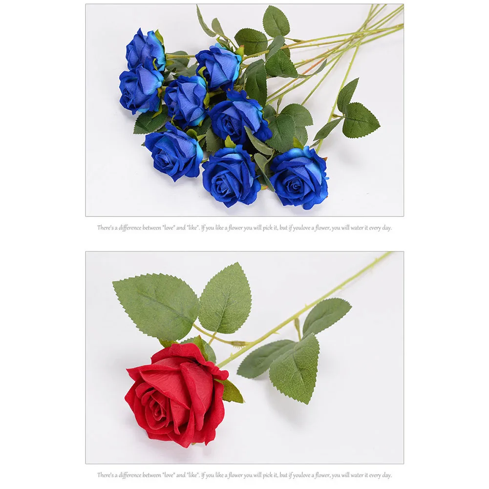 

For Garden Decor Single Stem Rose Artificial Velvet Rose Long-lasting Color Realistic Texture Adjustable Stems