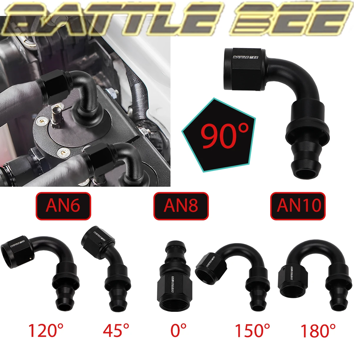 BATTE BEE High-Quality Aluminum Alloy Reusable Push-on Hose End Fittings Adapter AN6/8/10 For Swivel Oil Fuel CPE Line