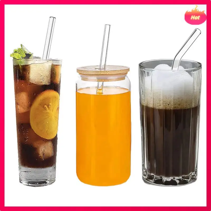 60PCS Reusable Clear Glass Straws Shatter Resistant Glass Drinking Straw 30 Straight & 30 Bent With 20 Cleaning Brushes