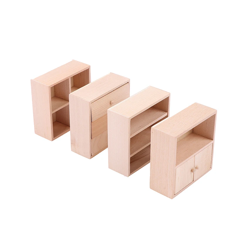 1pc 1:12 Dollhouse Miniature Wooen Display Cupboard Storage Cabinet Showcase Model Toy Dollhouse Furniture Accessories