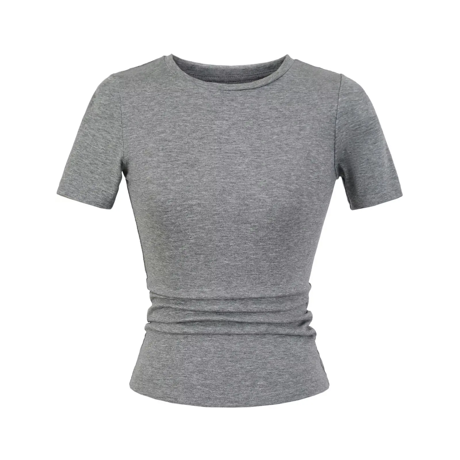 Slim Fit ort Sve round Ne T-irt Women Summer Thin Pure Desire Sle Lyocell Material Street Sle  Color Top