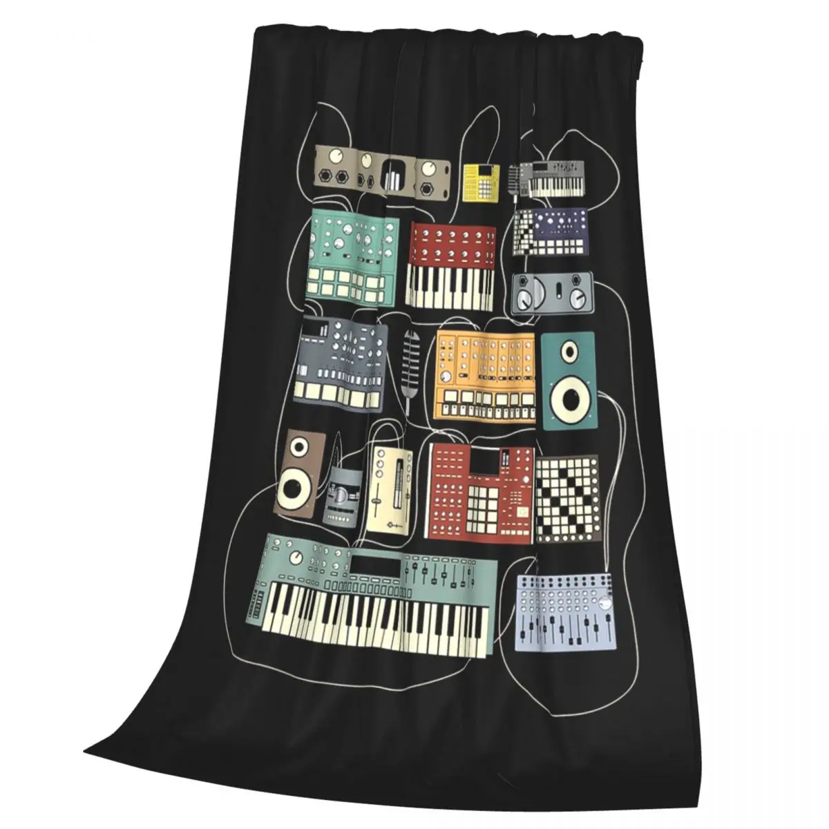 Electronic Musician Synthesizer And Drum Machine Dj Blanket Soft Warm Flannel Throw Blanket Bedspread for Bed Travel Home Sofa