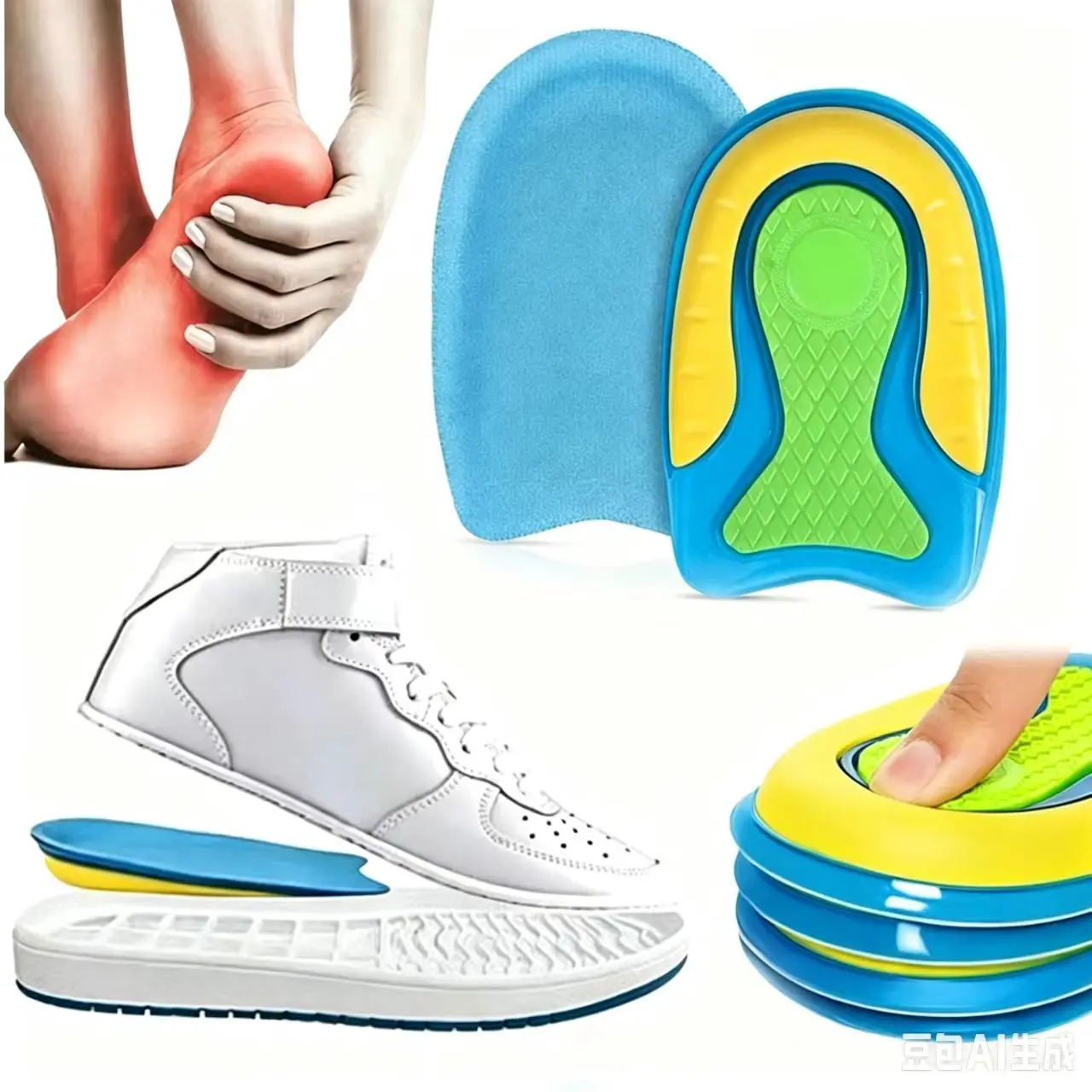 Silicone Heel Cups for Achilles Tendonitis Gel Shoe Inserts for Heel Spurs Plantar Fasciitis Pain Relief Half Heel Insole Pad