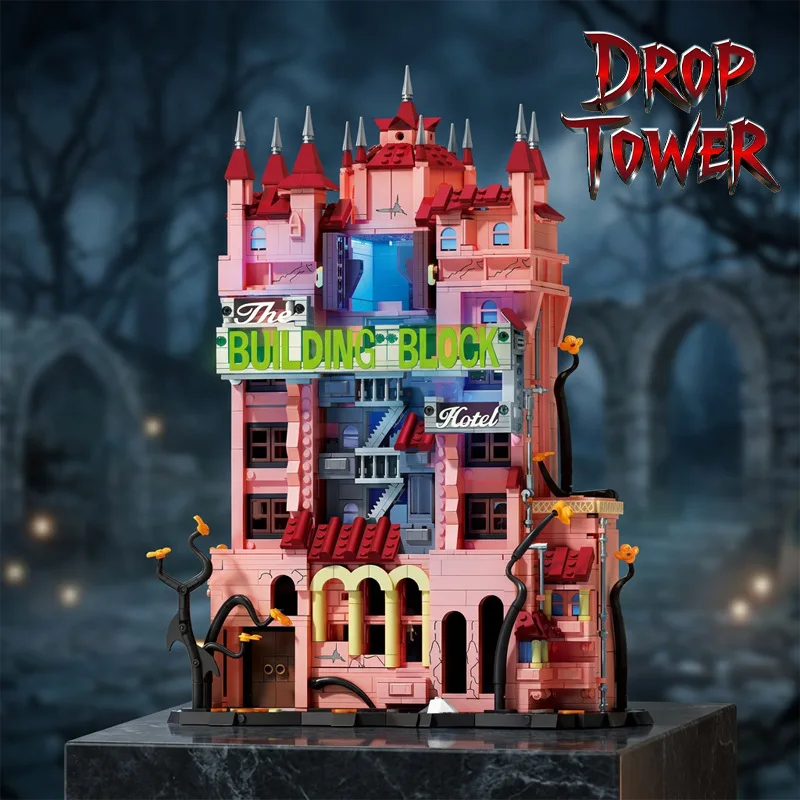 DK80035 Orlando Drop Tower Building Blocks Large Street View City Model High Difficulty DIY Assembly Bricks Toy Gift for Boys