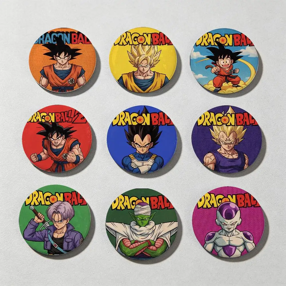 Dragon Ball Son Goku Laser Diamond Texture Button Pins Tinplate Brooches Cartoon Creative Badge For Backpack Clothes Decor