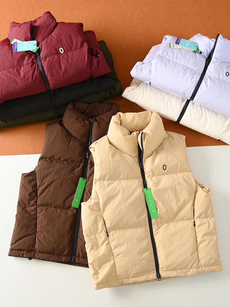 

Пуховый жилет для пары с воротником-стойкой и высоким пухом 90, мощность наполнения, уличная горная серия, мужская и женская модная городская молодежная серия