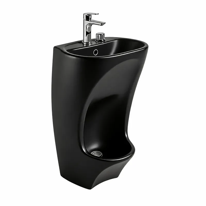 Wholesale Matte Black Floor Standing Column Basin for Foot and Body Wash Export from Chaozhou Guangdong Hand Washing Sink