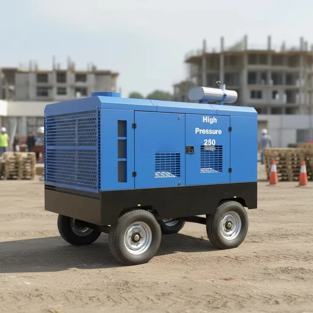 Heavy Duty Customized Two-stage Portable Diesel Screw Compressor Lubricated Air Cooled 20m/min Engine Motor Mining 3500kg Model