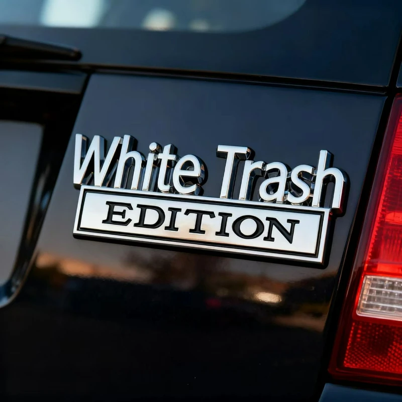 

High-quality Modification 3D Metal Car Stickers Individual White Trash EDITION Scratch Cover DIY Decoration Car Accessories