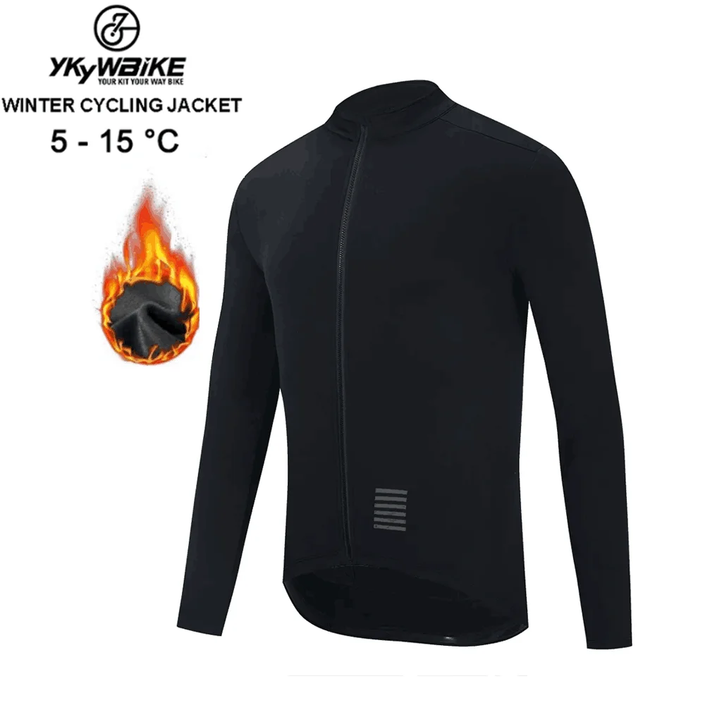 YKYWBIKE Herren Winter Thermo-Radjacke MTB Fahrradmantel Fahrradbekleidung Langarm Radtrikots Ciclismo Jacken