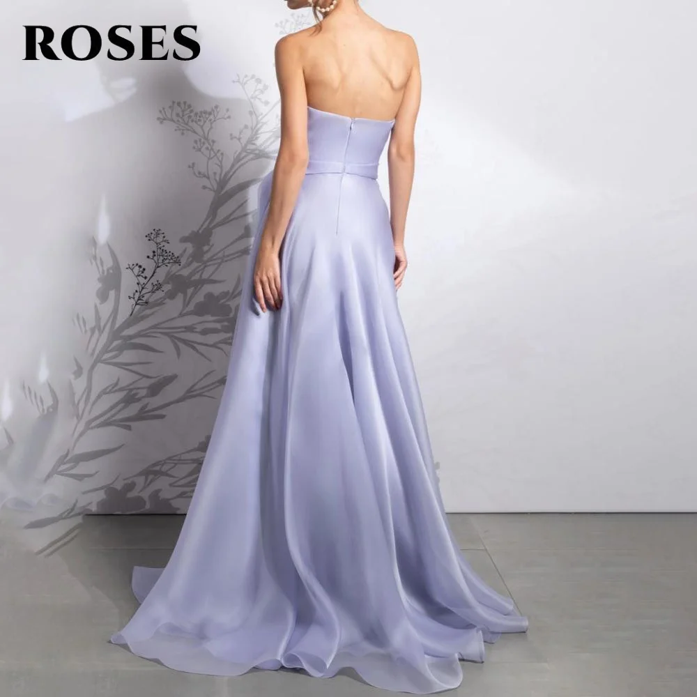 Розовое сиреневое платье для выпускного вечера без бретелек, плиссированное тюлевое вечернее платье без рукавов трапециевидной формы فساتين السهرة для женщин по индивидуальному заказу