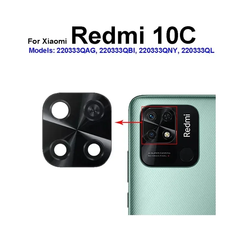 For Xiaomi Redmi 10 Prime 2022 10C 10A 10Prime 5G Rear Back Camera Glass Lens Cover with Adhensive Tool Replacement Part