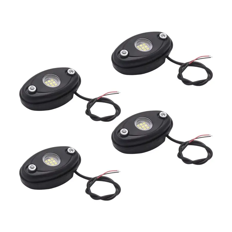 A30P-4Pcs 9LED Super Bright Rock Light Kit LED Waterproof LED Neon Underglow Light For Off Road Truck Boat