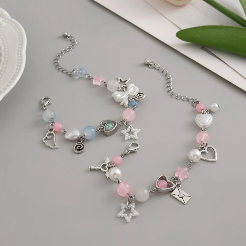 Bowknot Tassels Bracelet with Faux Pearls Accent Fashionable Bowknot Tassels Bracelet for Girls Showcasing Drop shipping